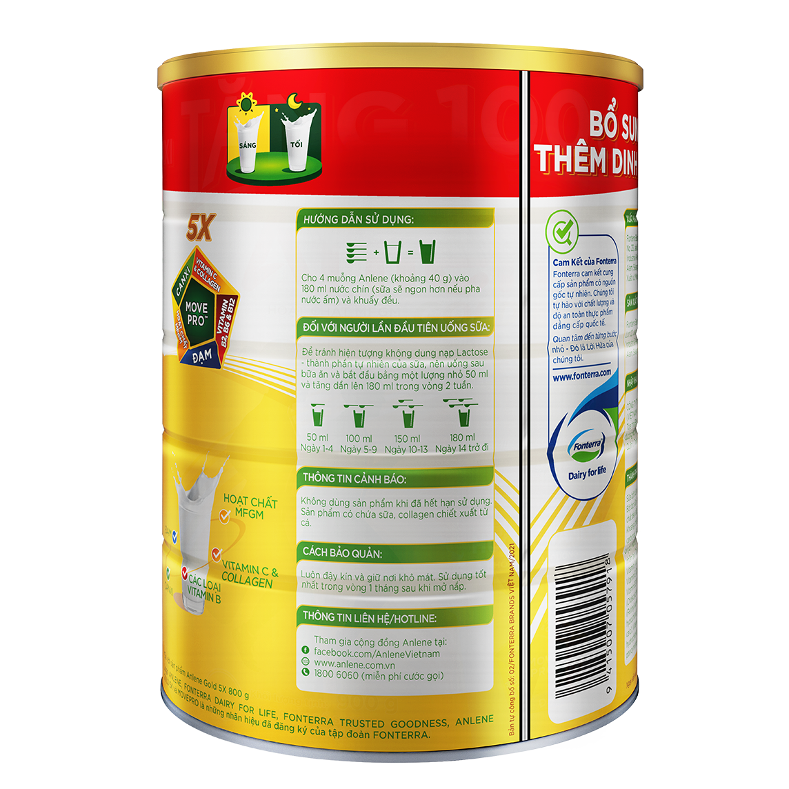 Combo 02 Sữa Bột Anlene Gold 5X Hương Vanilla (Hộp thiếc 900g) - Tặng bộ 2 khăn Anlene (Màu ngẫu nhiên)