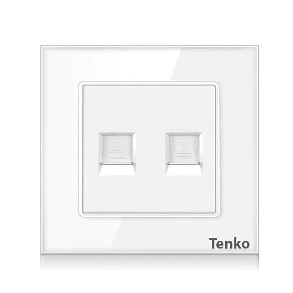 Ổ Cắm LAN + Phone Âm Tường Cao Cấp Mặt Kính Cường Lực Tenko TK-F71-D-52