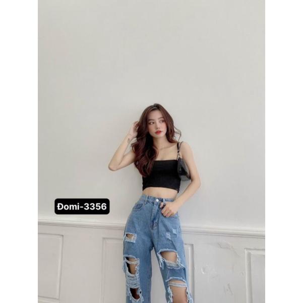 Quần baggy jean ống siông rách thời trang