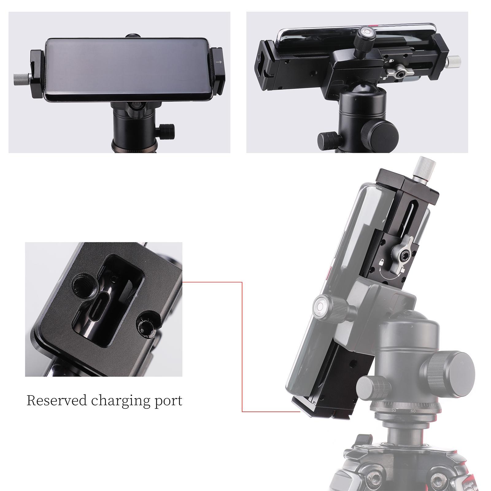 Universal Tablet Clamp Aluminum Alloy with Cold Shoe Tripod Adapter Bracket Metal Holder Mount for Tripod Mount Tablet Computer Smartphone