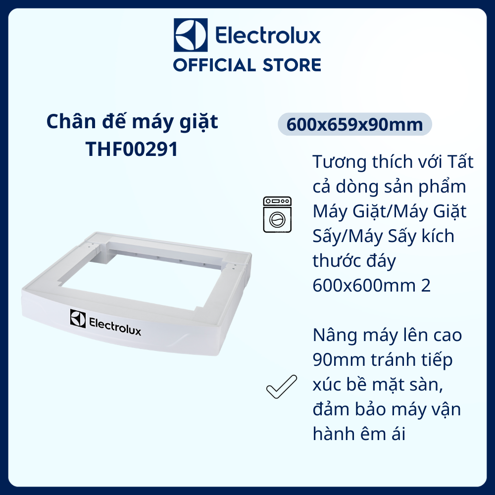 Chân đế máy giặt Electrolux nâng máy lên cao tránh tiếp xúc bề mặt sàn giảm tiếng ồn, giảm rung lắc [Hàng chính hãng]