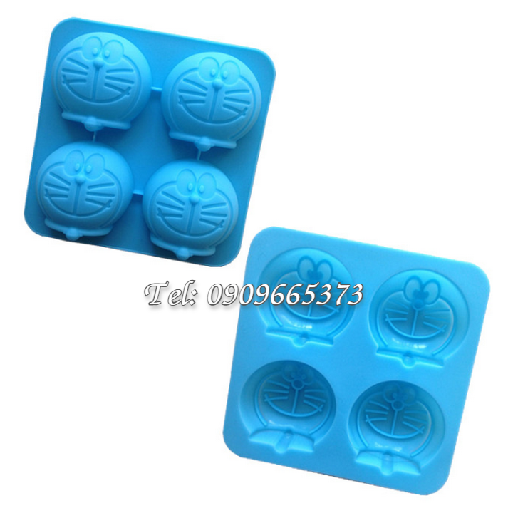 Khuôn silicon làm bánh, rau câu, socola, kẹo dẻo vĩ 4 hình Doremon – Mã số 1513