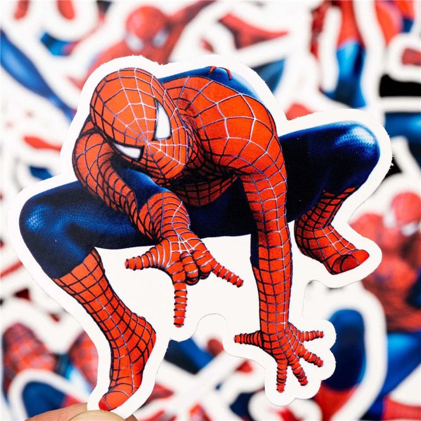 Sticker NGƯỜI NHỆN spider man nhãn dán trang trí mũ bảo hiểm, đàn, guitar, ukulele, điện thoại laptop