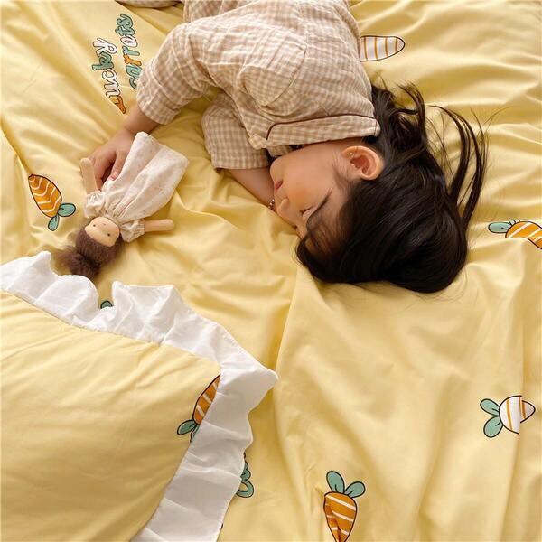 Bộ chăn ga Cotton ĐŨI phối bèo siêu mềm mịn, thoáng mát hàng nhập khẩu