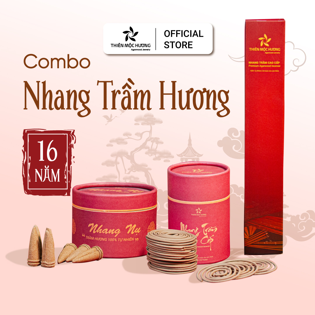  Combo nhang trầm hương tự nhiên 16 năm - Thu hút tài lộc, đem lại may mắn - Không tẩm hóa chất, không độc hại - Trầm Tốc Lào - Thiên Mộc Hương