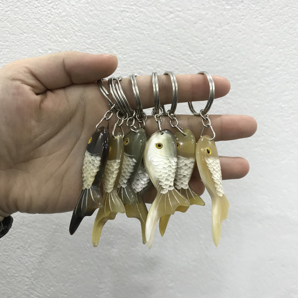 Combo 3 móc khóa sừng phong thủy quà tặng đẹp - độc đáo Tỉa khắc tỉ mỉ