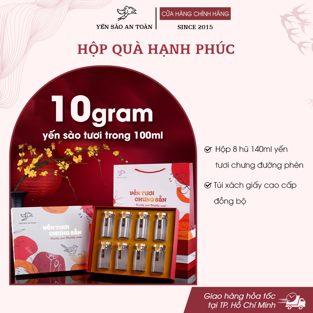 Yến chưng đường phèn và không đường combo 6 và 12 hũ 70ml và 140ml ĐẬM ĐẶC YẾN TƯƠI từ Yến Sào An Toàn