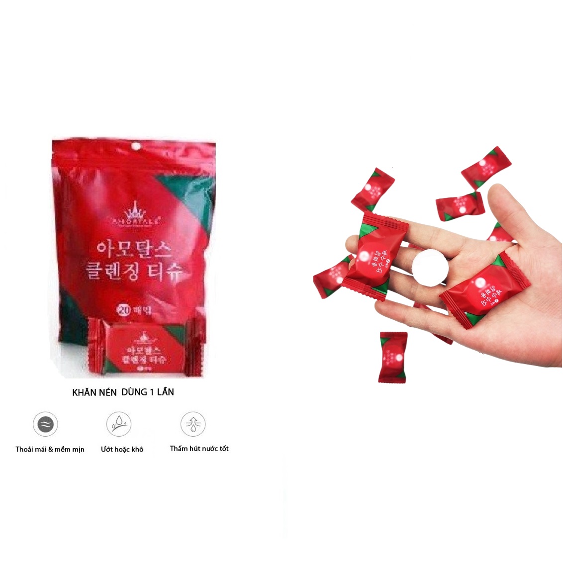 Combo 20 Viên Nén Khăn Ướt Nhỏ Gọn, Chất Liệu Mềm, Mịn, Dùng 1 Lần Tiện Dụng Gia Đình, Sạch Sẽ, An Toàn. TakyHome 5850Set20