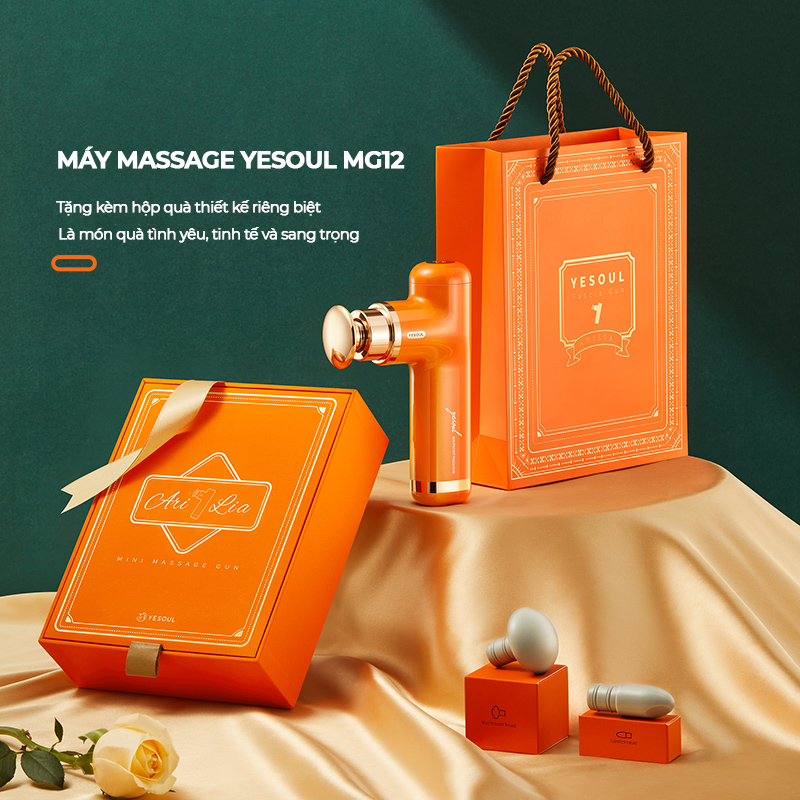 Máy Massage Cầm Tay Mini YESOUL MG12, Massage Cầm Tay 3 Đầu 3 Mức Độ, Không Gây Tiếng Ồn