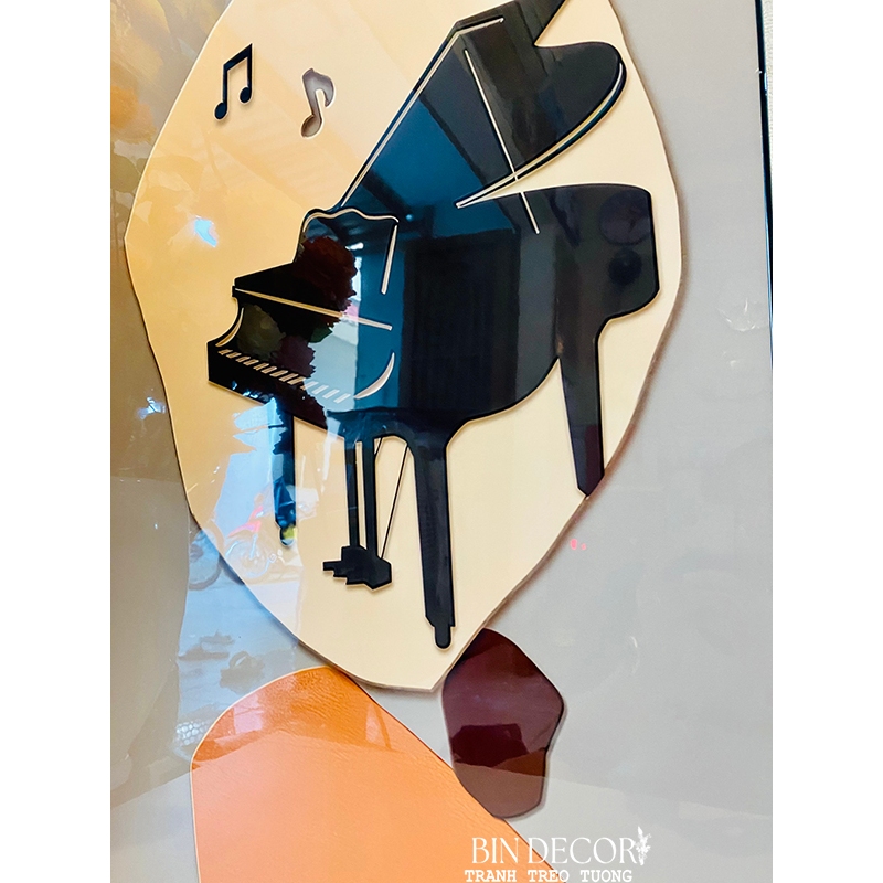 (ẢNH THẬT) Tranh treo tường tráng gương đàn piano trang trí decor phòng âm nhạc