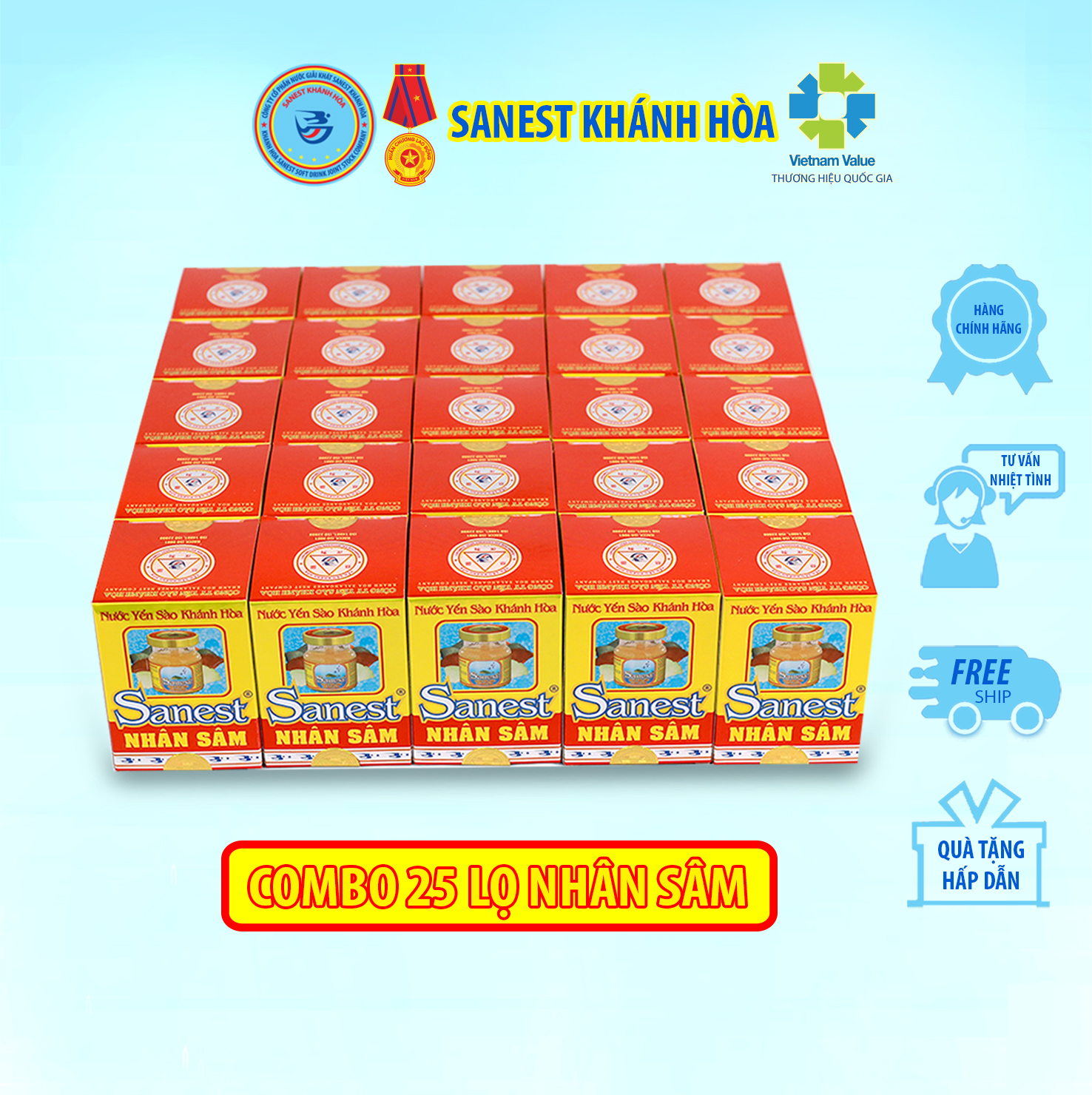 Nước Yến sào Khánh Hòa Sanest Nhân sâm đóng lọ 70 ml