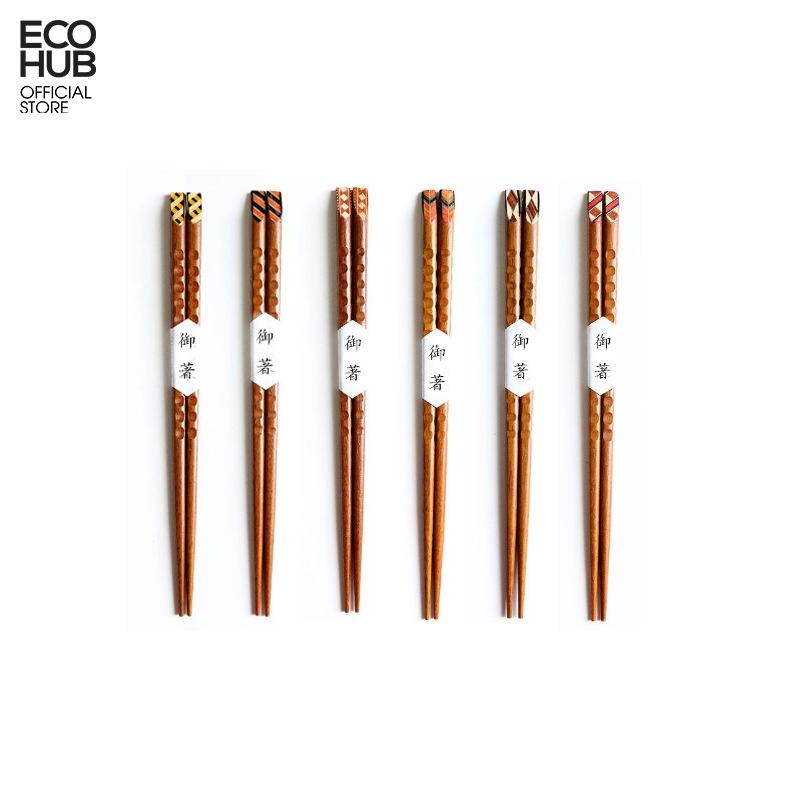 Đũa gỗ ma thuật chạm khắc thủ công ECOHUB bằng gỗ tự nhiên (Wooden Chopsticks) E00320