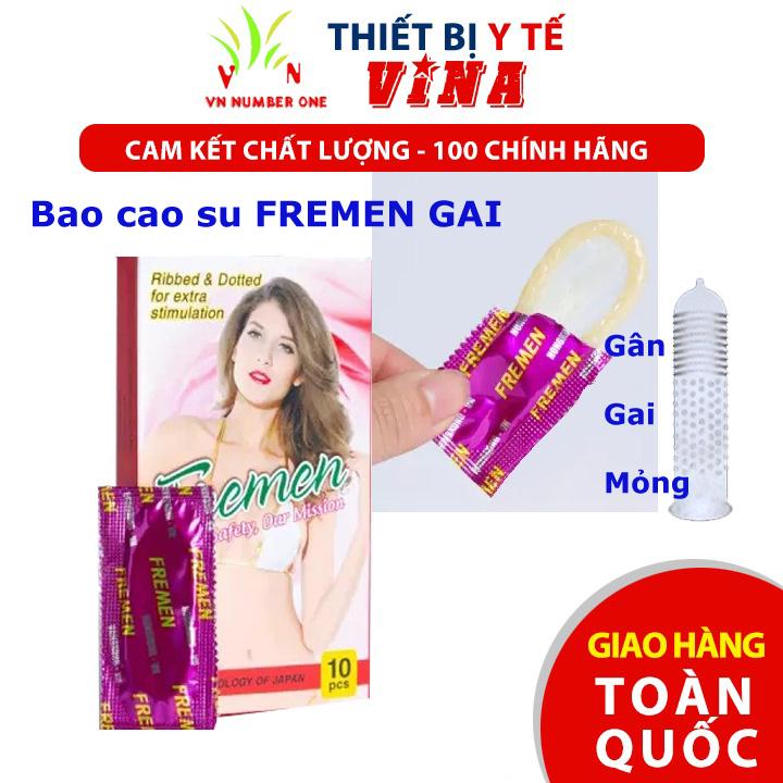 Rẻ vô địch - Bao cao su gai FREMEN - Bao cao su trơn FREMEN Công nghệ Nhật Bản - Bảo Vệ An Toàn Hộp 10 cái
