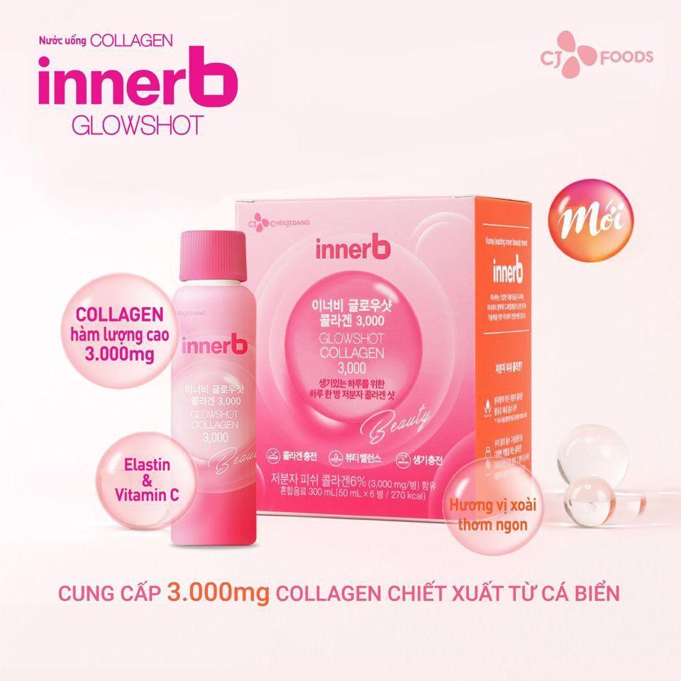Hộp 6 chai nước uống Collagen Vitamin C sáng da InnerB Glowshot