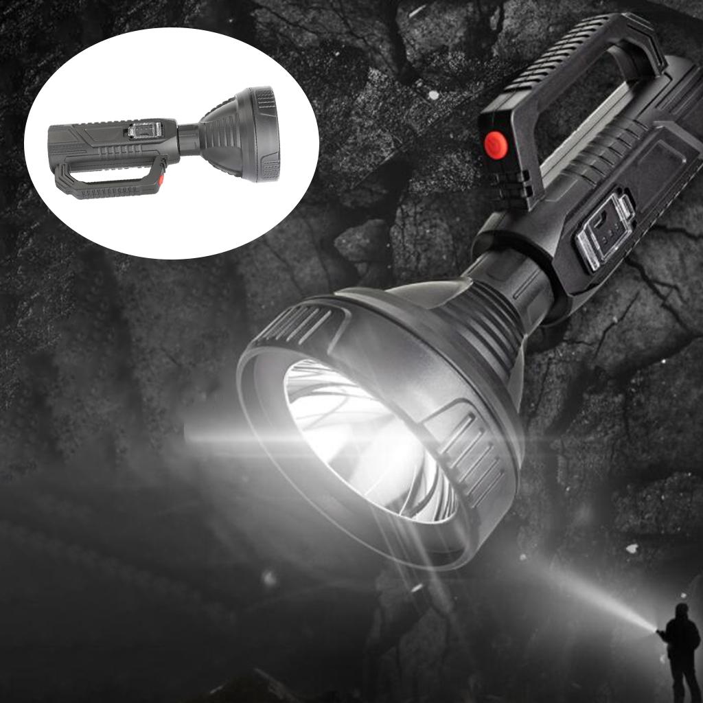 Rechargeable Torch LED Handheld Portable Searchlight Outdoor Flashlight Long Shots Lamp for Hunting Hiking Camping Black