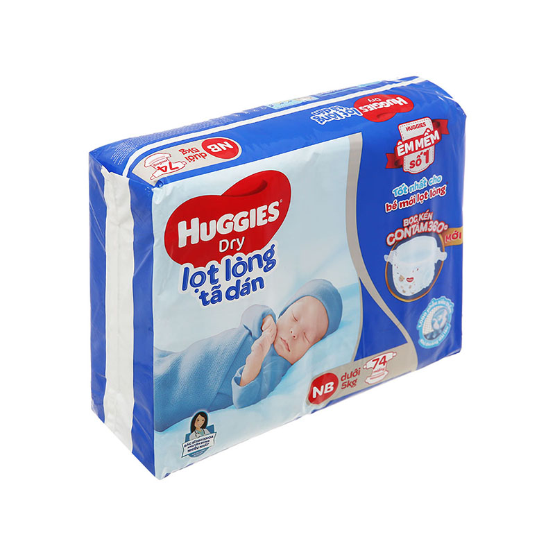 Tã dán sơ sinh Huggies size NB 74 miếng (dưới 5kg)