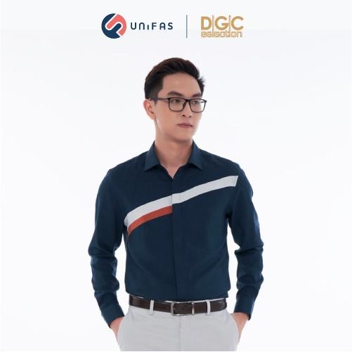 Áo sơ mi nam công sở dài tay DGC chất vải cotton form dáng Slim fit giấu cúc cổ bẻ SASDBA21M