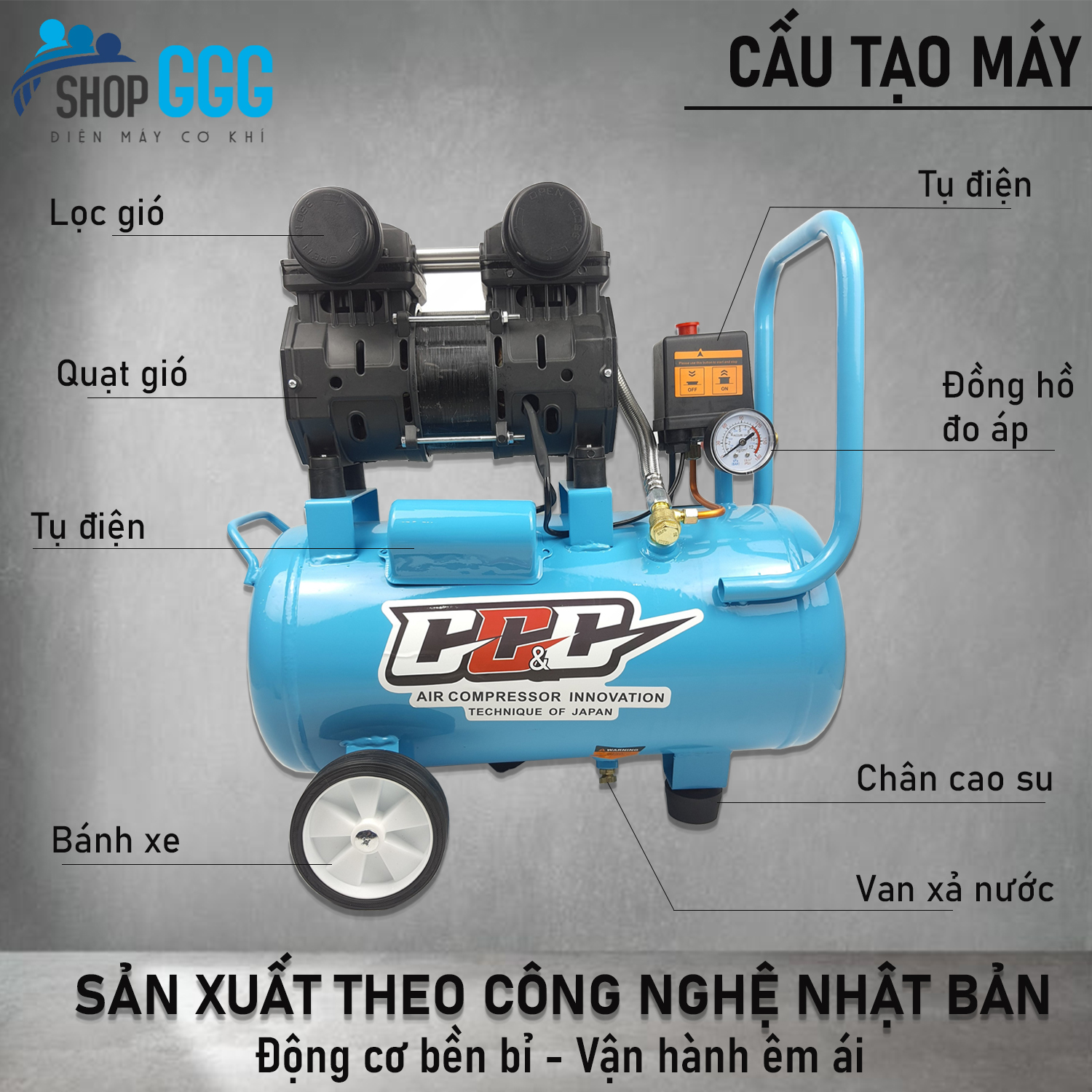 Máy nén khí không dầu 30L 1200W - 2 đầu nạp hơi - Nạp khí siêu nhanh - Tự động nạp ngắt khí - Không gây ồn - Bơm xịt hơi / phun sơn / bắn đinh | May nen khi, máy bơm hơi, máy nén hơi, máy nén mini