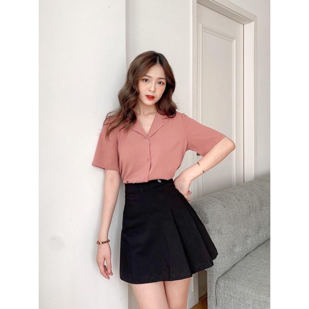 Áo sơ mi nữ cổ vest chất đũi MADELA, kiểu dáng basic thanh lịch ,dễ phối đồ mặc đi chơi , đi làm đều đẹp , có nhiều màu và đủ size để lựa chọn