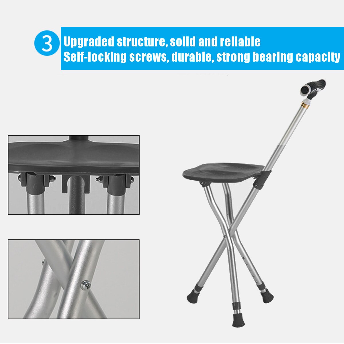 Gậy chống tay cho người cao tuổi có đèn led Comfort Crutches kiêm ghế ngồi nghỉ ngơi lúc mệt mỏi