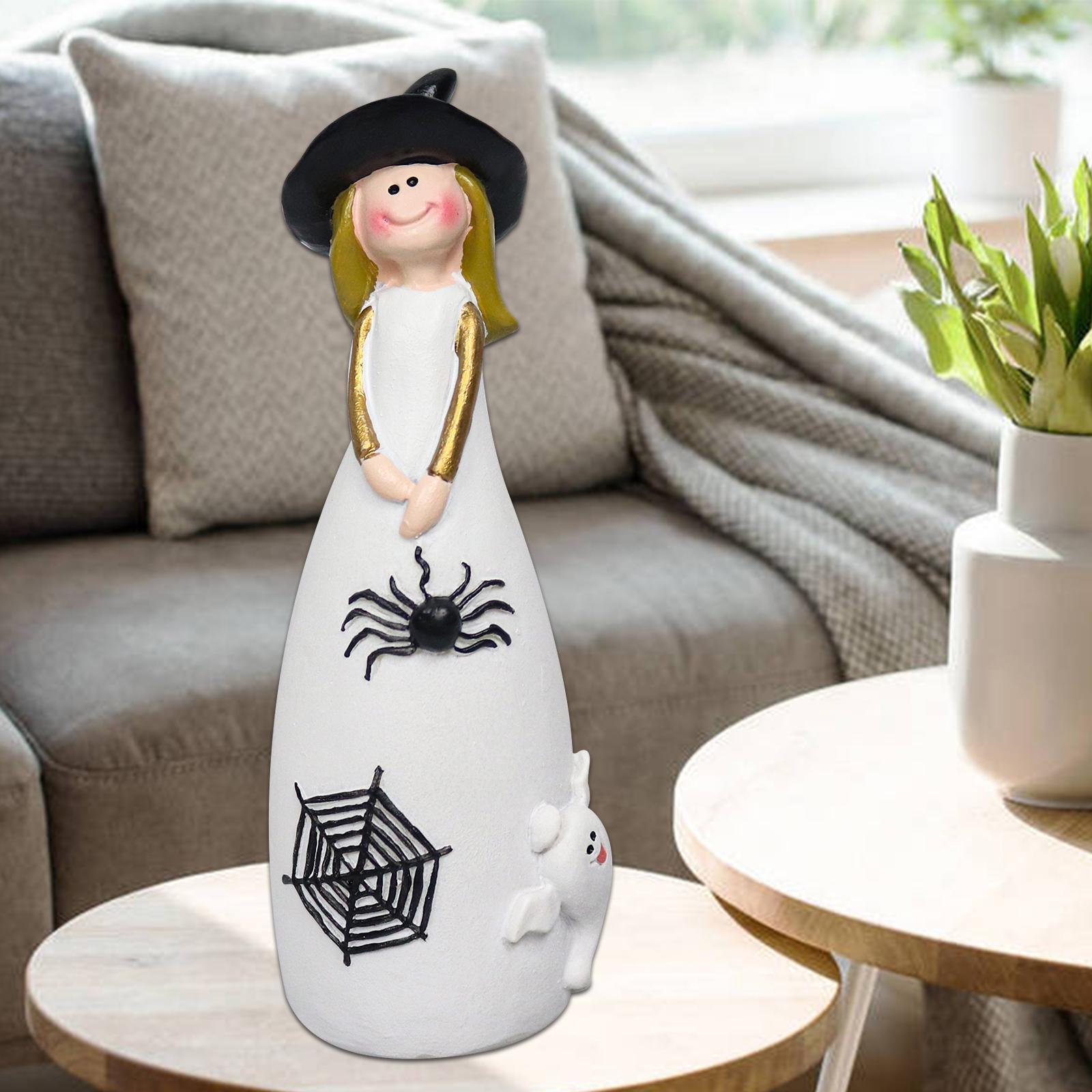 Halloween Witch Figurine Resin Witch Statue for Holiday TV Cabinet Decoration Ornament