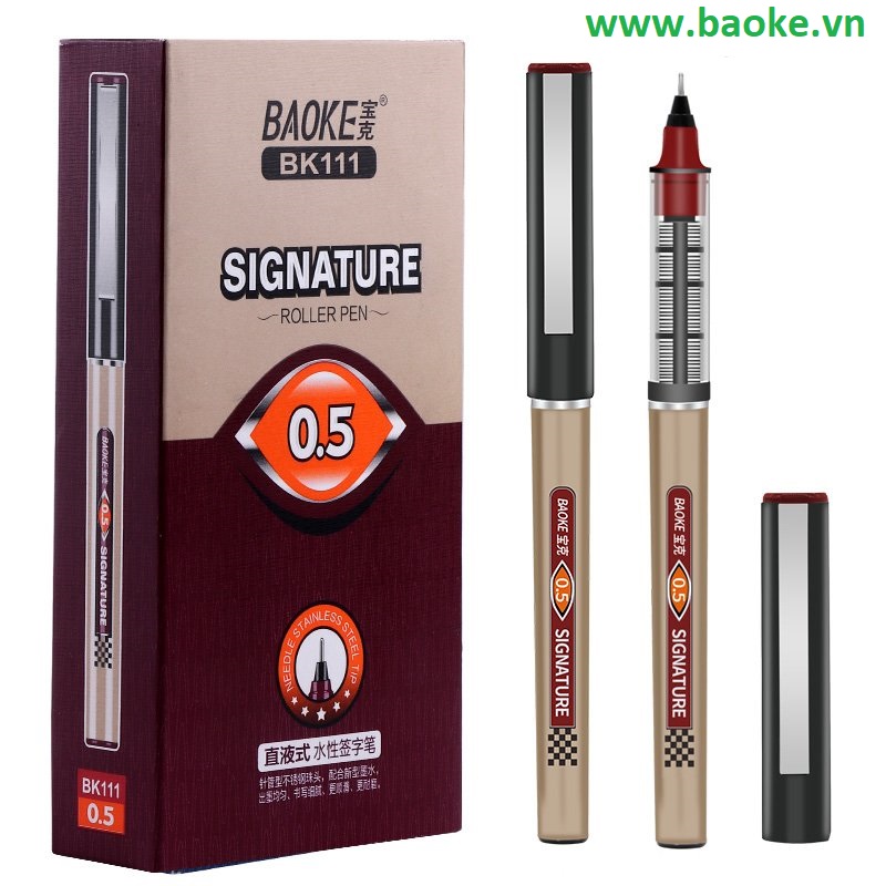 Hộp 12 Cây Bút Nước Baoke Ngòi 0.5Mm - Bk111 - Đỏ