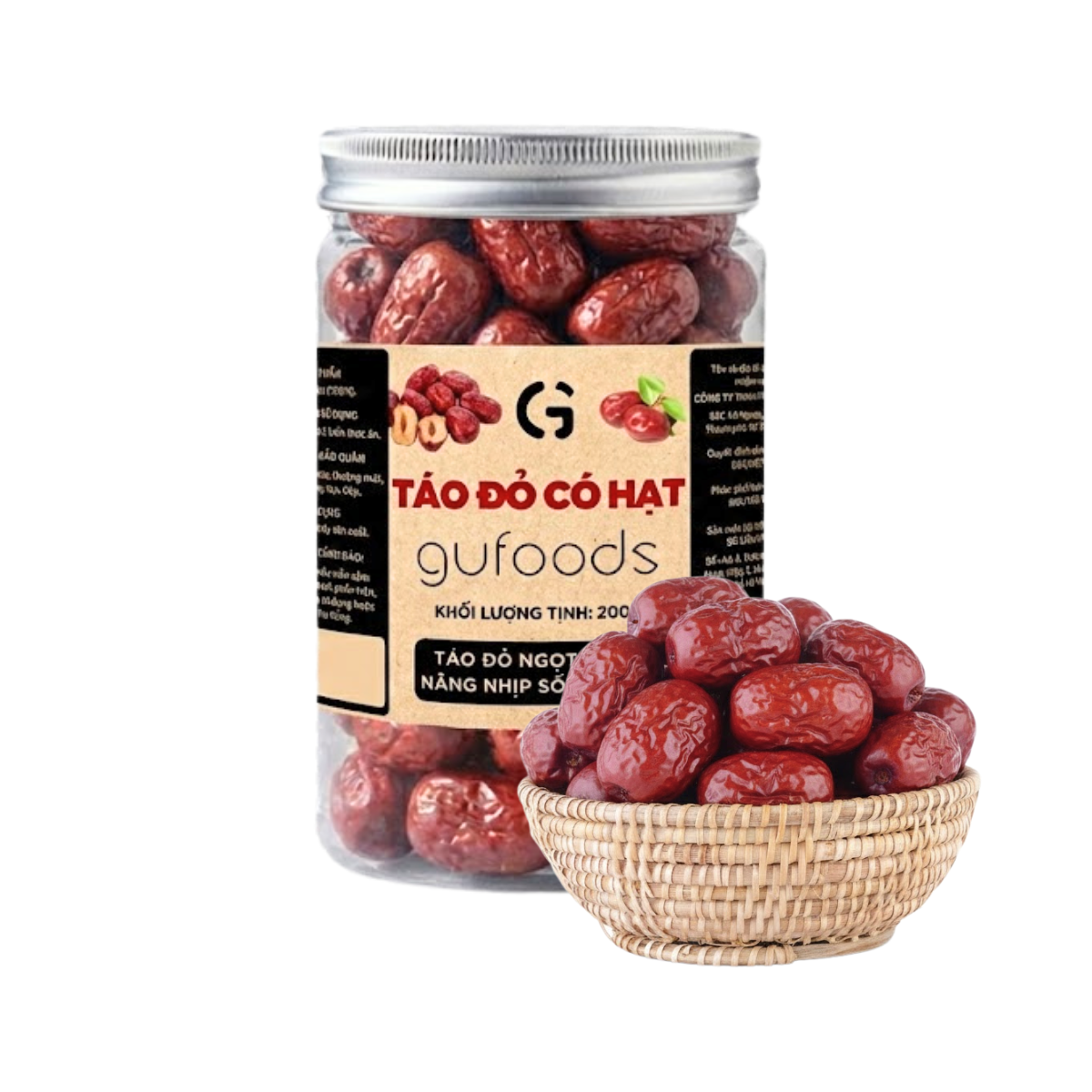 Táo đỏ GUfoods - Dẻo ngọt tự nhiên, Giàu chất xơ, Hỗ trợ thư giãn tinh thần, Cải thiện giấc ngủ, Healthy, Eat clean