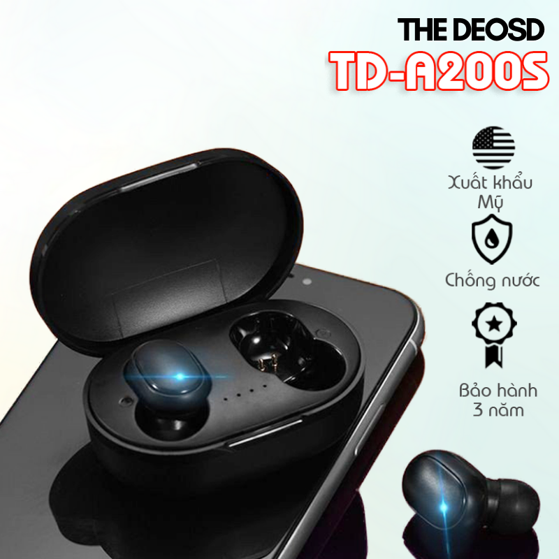 [ XUẤT KHẨU MỸ - NGHE: 12-15H ] - TAI NGHE BLUETOOTH KHÔNG DÂY - CHÔNG MỒ HÔI, CHÔNG NƯỚC - THE DEOSD - TD-A200S - HÀNG CHÍNH HÃNG