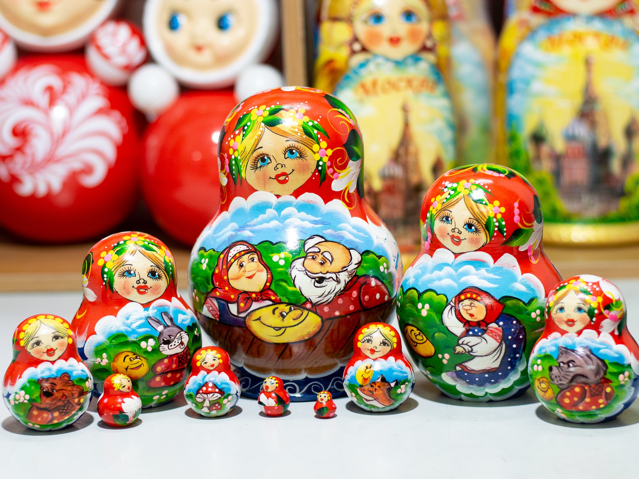 BỘ BÚP BÊ NGA 10 LỚP DÁNG TRÒN SIZE 18CM "CỔ TÍCH KOLOBOK"
