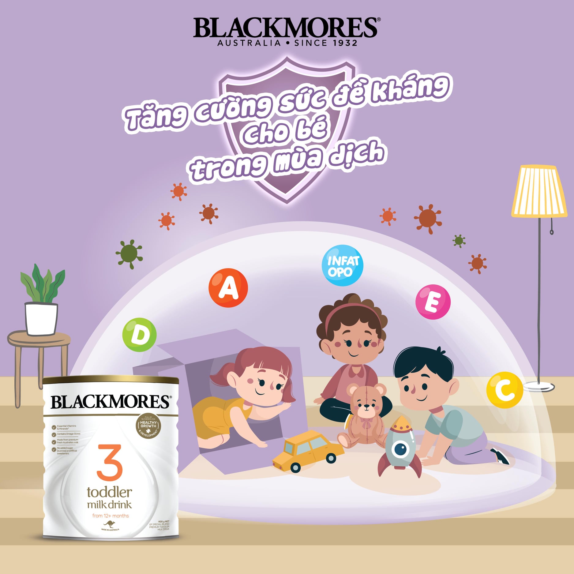 Sữa bột công thức Blackmores Milk Full 3 Stage (Newborn S1 - Follow on S2 - Toddler S3) lựa chọn cho bé 900g/hộp