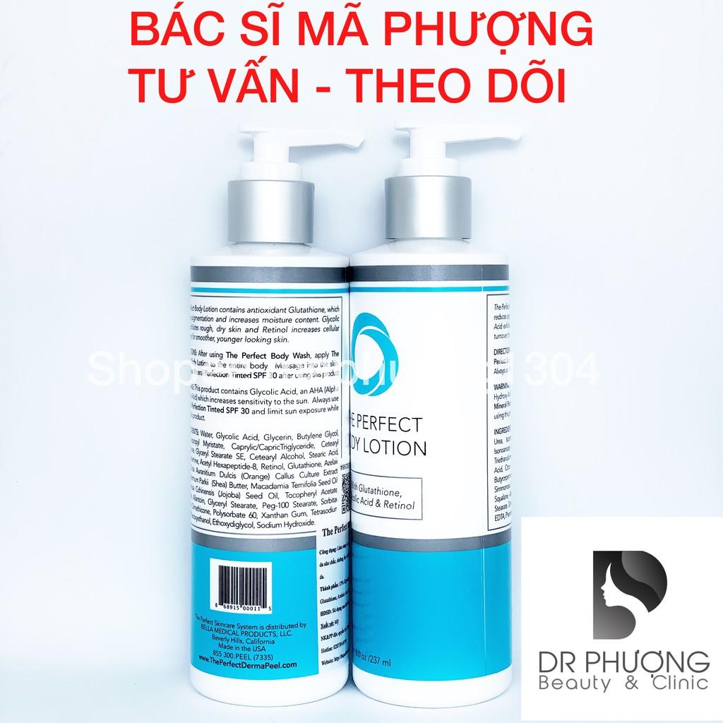 Dưỡng thể trắng da The Perfect Body Lotion, Sữa tắm tẩy da chết The Perfect Body Wash - Bác sĩ Mã Phượng