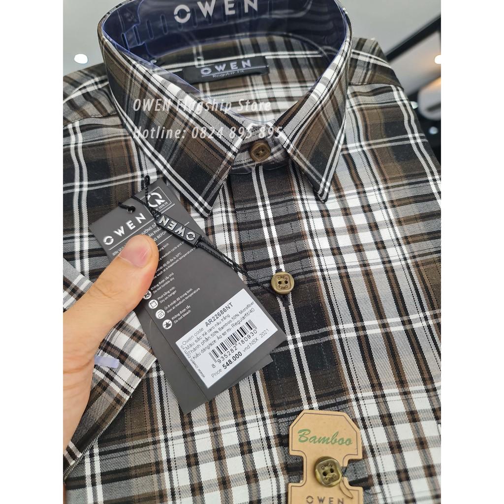 OWEN - Áo sơ mi cộc tay sợi Tre dáng Regular mã AR22686NT