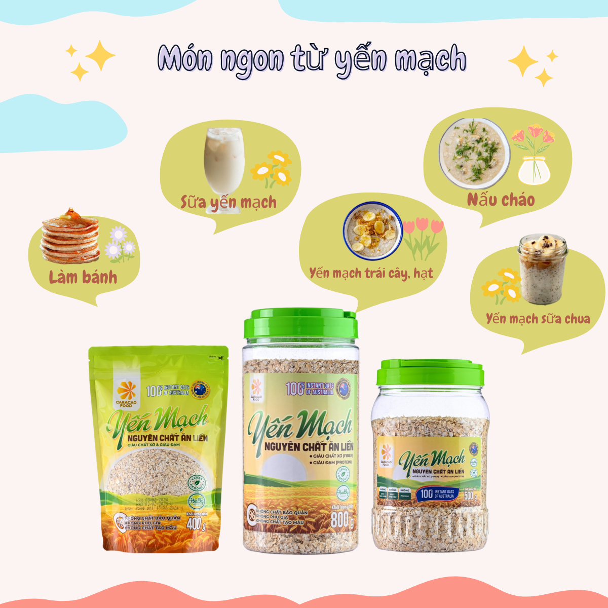 [GIÁ HỦY DIỆT -Date 3.2.2025] Yến mạch Úc Cán Vỡ nguyên chất Ăn liền - Hũ 500g, Eatclean, Ngũ Cốc Ăn Kiêng Giảm Cân, Tập Gym Bổ Sung Dinh Dưỡng - Caracao Food