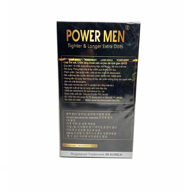 Bao Cao Su 49mm Kéo Dài Thời Gian Quan Hệ Power Men Tighter Longer Extra Dots (H12) - Gai Nhỏ Li Ti - Che Tên Sản Phẩm 