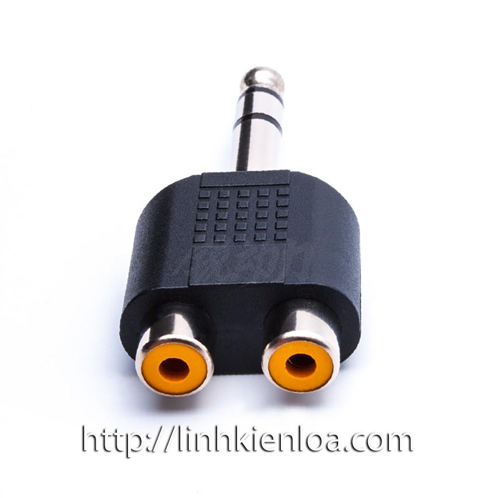 Jack cắm chuyển đổi âm thanh Jack cắm 6.35 mm sang 2 đầu hoa sen AV Stereo