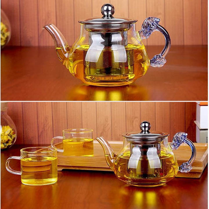 Âm pha trà thủy tinh với bộ lọc bằng inox 304, dùng cho gia đình, văn phòng, dung tích 400ml