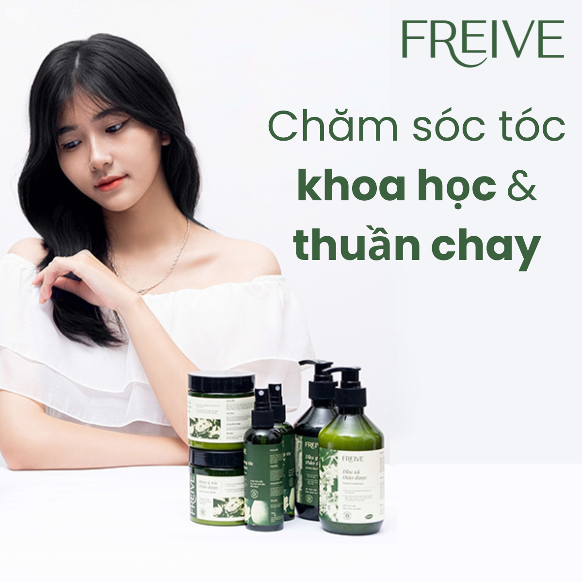 Xịt dưỡng tóc thảo dược Freive giúp mọc tóc mượt tóc đen tóc và thơm tóc 100ml