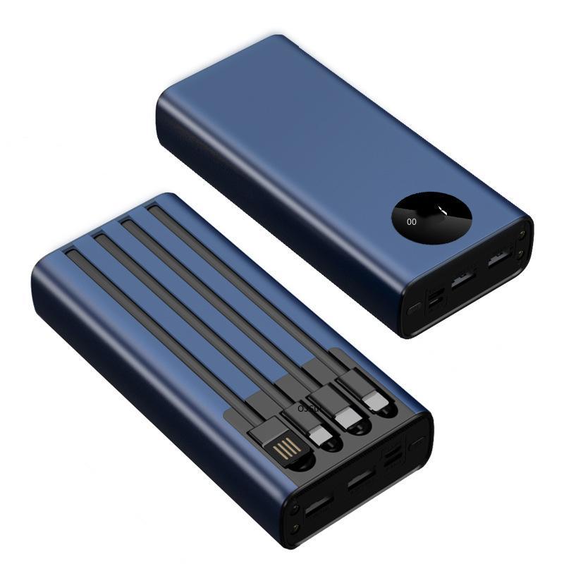 Giao hàng nhanh cao cấp cáp khép kín 20000 mAh màn hình hiển thị kỹ thuật số màn hình hợp kim điện thoại di động sạc dự phòng kho báu logo quà tặng