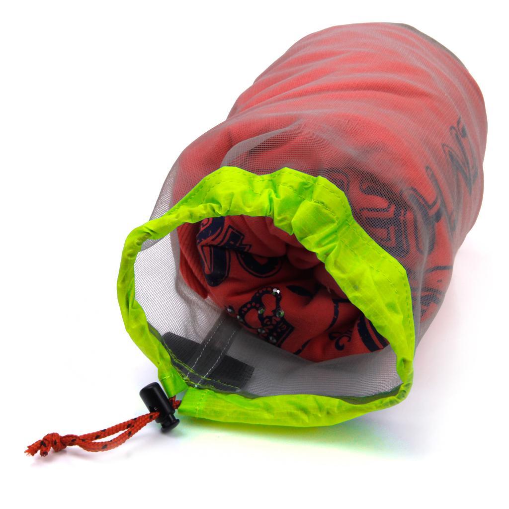 2 Pieces S & L Ultralight Drawstring Net Mesh Stuff Sack Blanket Jacket Storage Bag for Travel Hiking