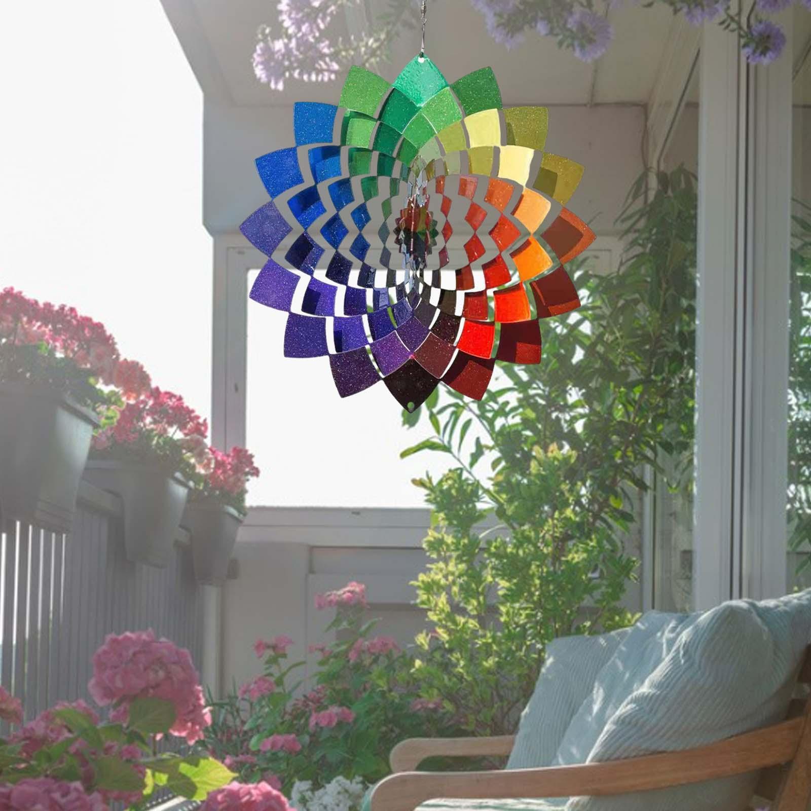 8\" Metal Hanging Wind ,Wind Turntable Rotating Wind Chime Bells for