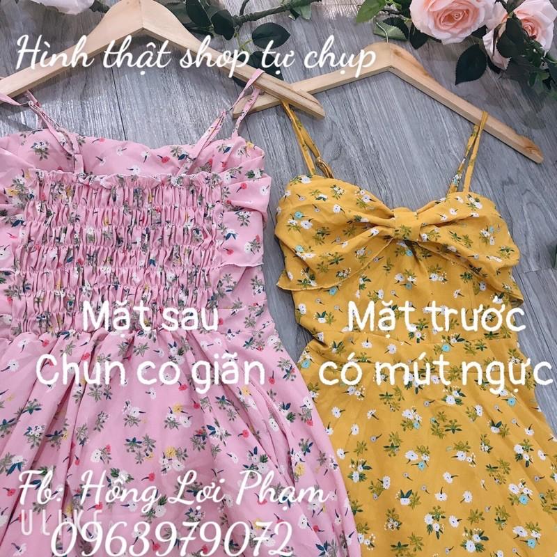Đầm maxi hoa 2 dây có mút ngực