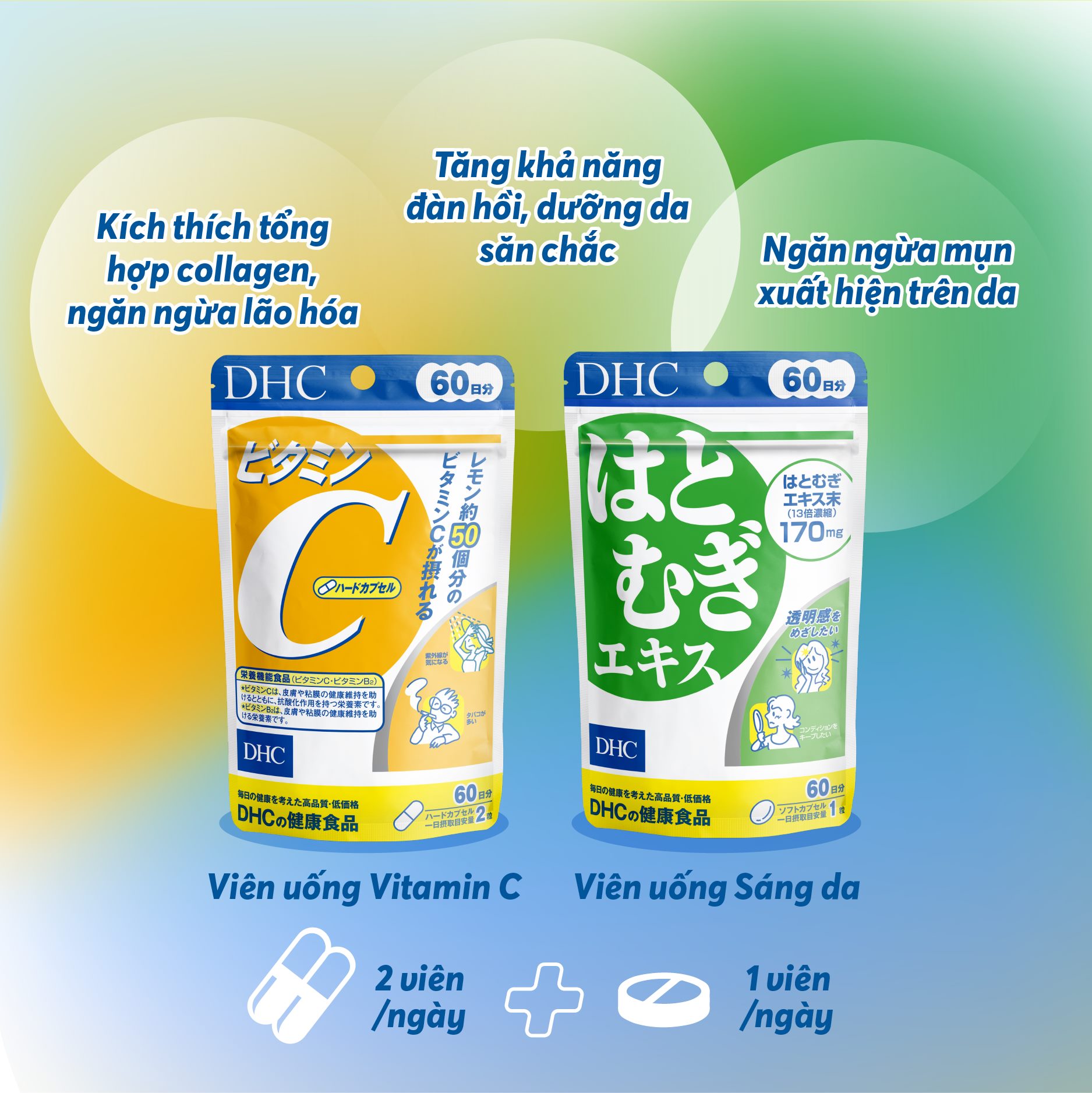 Trắng da, vitamin C DHC Nhật giúp trắng da, mờ thâm, giảm mụn, tăng sức đề kháng, nâng cao sức khỏe chung - Massel Official