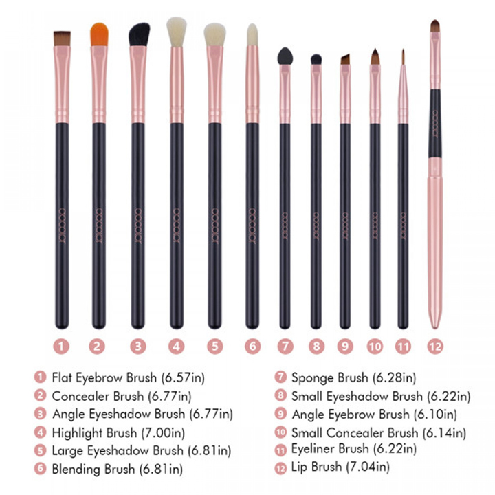 Bộ cọ trang điểm mắt 12 cây Docolor 12pcs Eyeshadow Makeup Brushes Set Pro Rose Gold