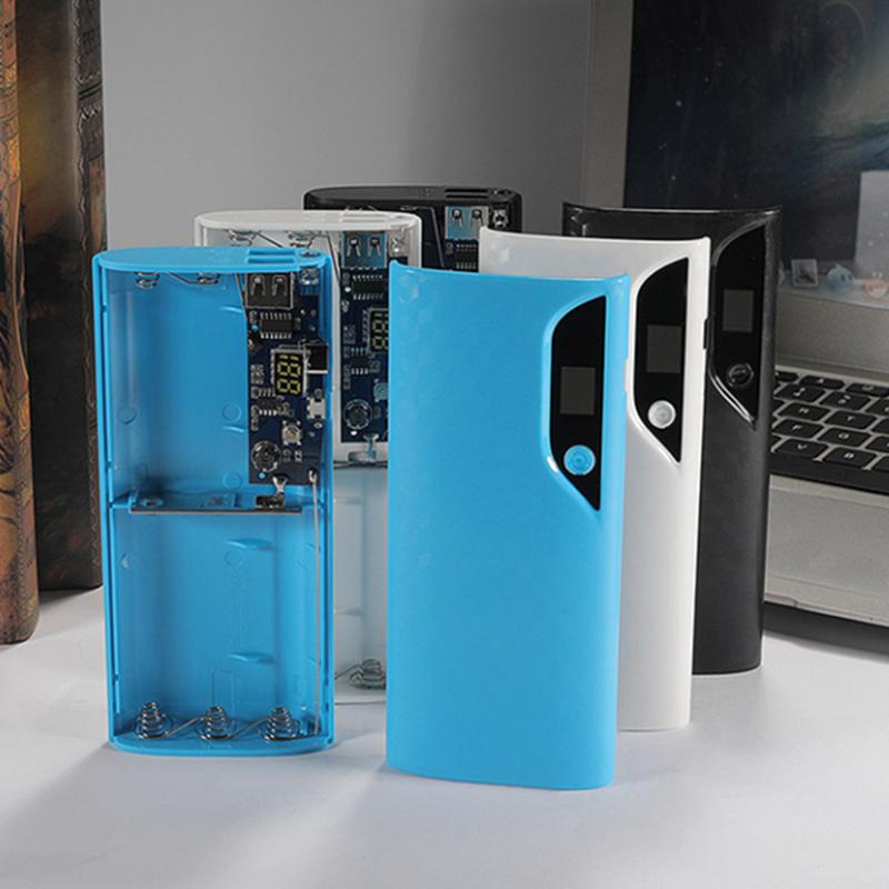 5x18650 Power Bank Box Portable 5V Dual USB Sạc điện thoại di động Vỏ DIY 18650 Giá đỡ pin Hộp sạc có đèn LED Màu sắc: Đen 3 ô