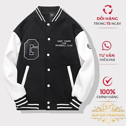 Áo Khoác Bomber Fashion Nam Nữ Nỉ Fom Rộng Dày Đẹp Phối Chữ G Hot Trend