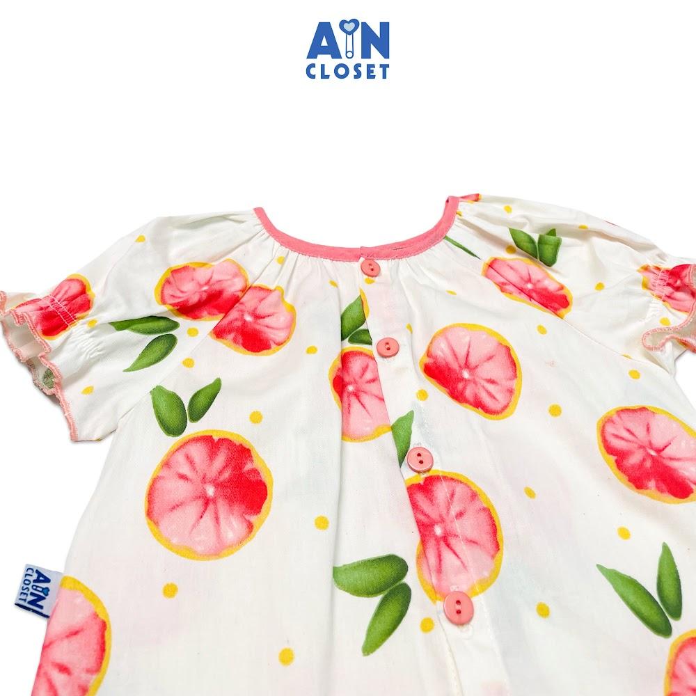 Bộ quần áo dài tay ngắn bé gái họa tiết Chanh Đào cotton - AICDBGEMSJCC - AIN Closet