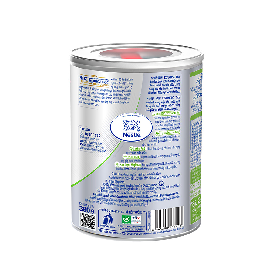 Sữa Bột Nestlé NAN Expert Pro Total Comfort 380gr - Công thức đặc biệt dành cho trẻ mắc các triệu chứng đường tiêu hóa như táo bón, nôn trớ và khóc dạ đề nhập khẩu từ Đức