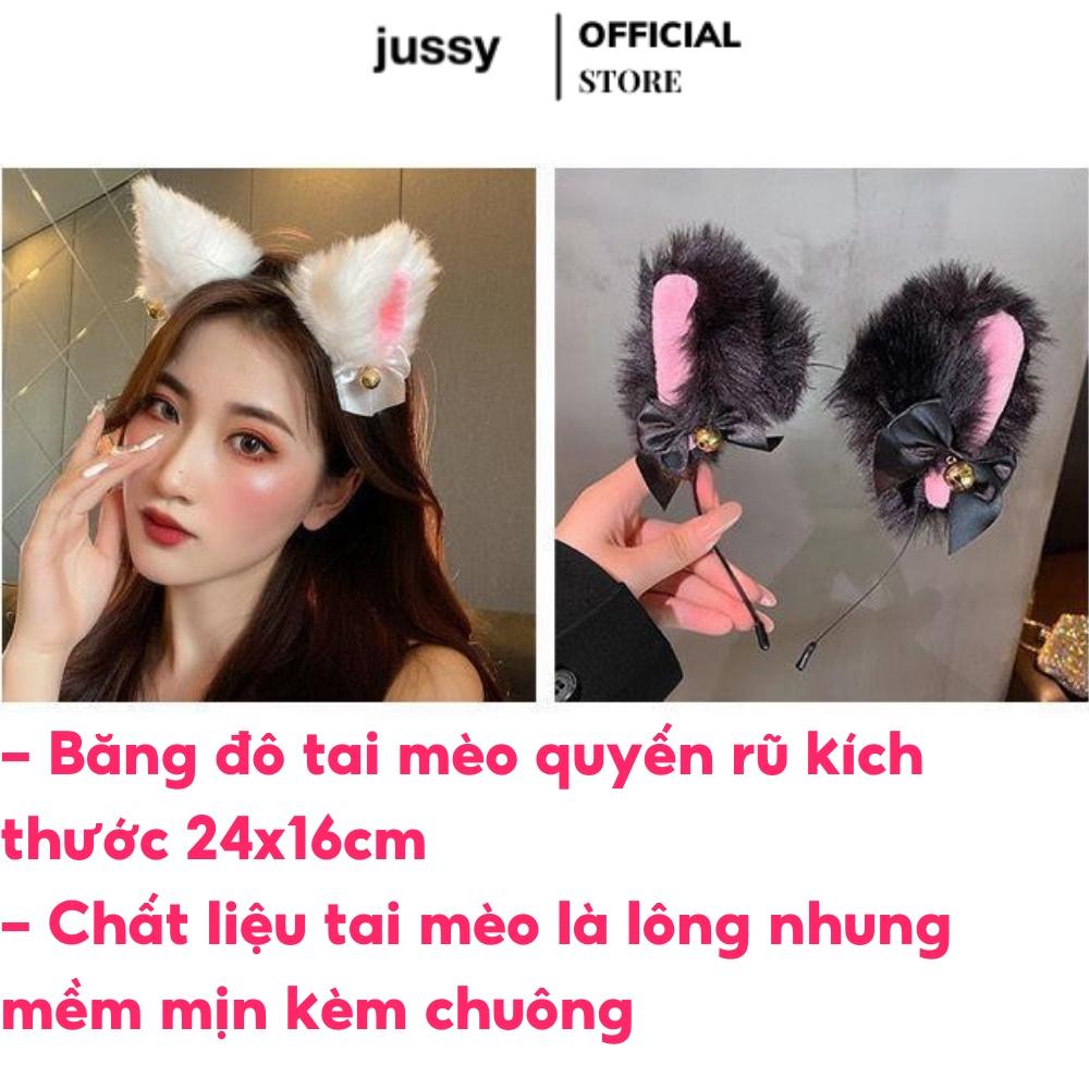 Băng Đô Cài Tóc Tai Mèo Có Chuông Quyến Rũ Jussy Fashion Kiểu Bờm Tóc Nữ Dễ Thương 2 Màu Đen Trắng