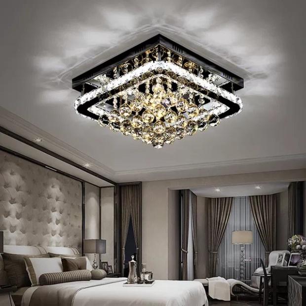Đèn mâm Ca Sỹ Pha Lê ốp trần siêu sáng, 3 cách thức KT 60x60xh20cm - 3 mẫu