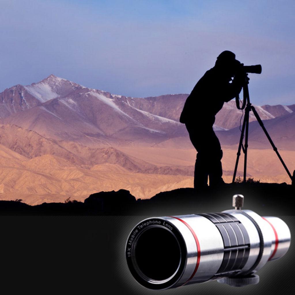 18X Universal Optical Zoom Mobile Phone Telephoto Telescope Lens Silver